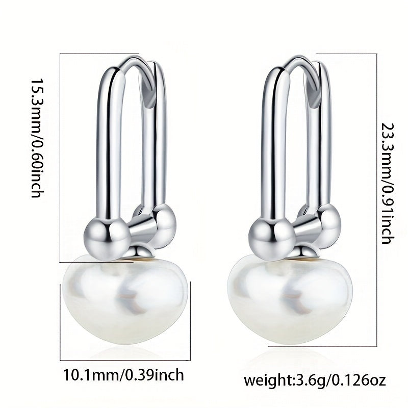 Exquisite 925 Sterling Silver Hypoallergenic Hoop Earrings With Freshwater Pearl Design Elegant Luxury Style Female Gift